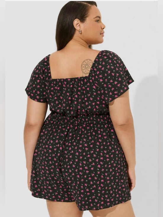 Betsey Johnson Pants - Betsey Johnson Black Romper with Hot Pink Floral Print
